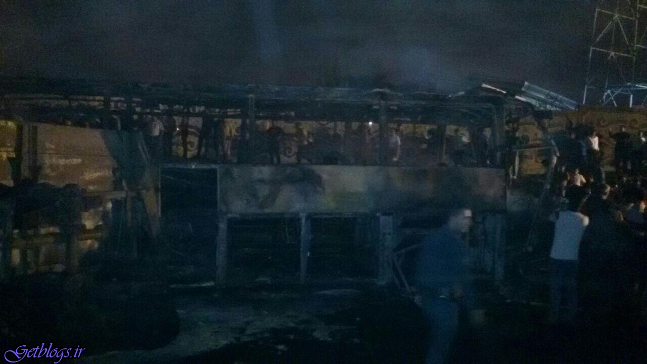 ۱۵ نفر کشته شدند ، برخورد یک تانکر حامل قیر با اتوبوس در سنندج