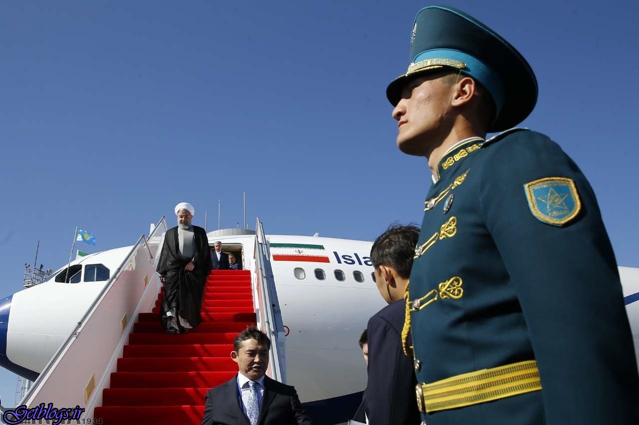 استقبال از روحانی در فرودگاه قزاقستان