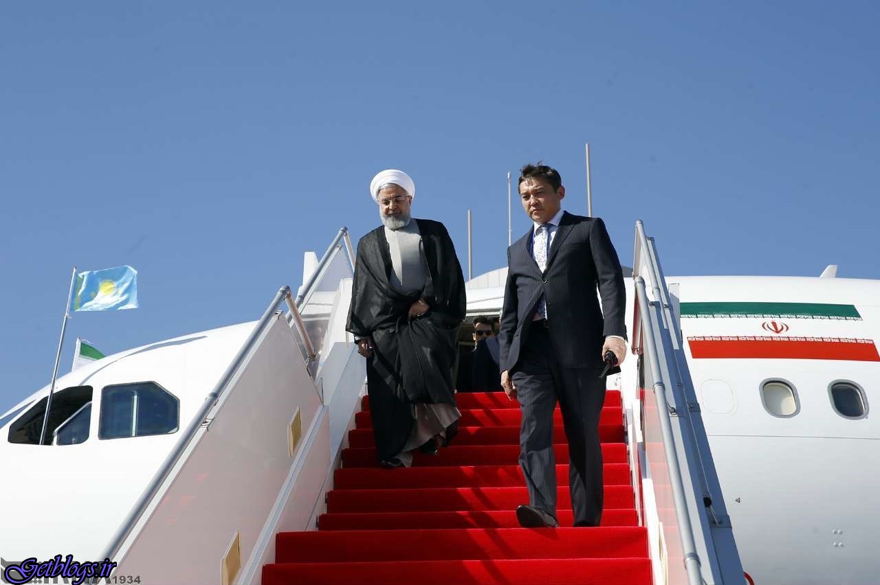 استقبال از روحانی در فرودگاه قزاقستان