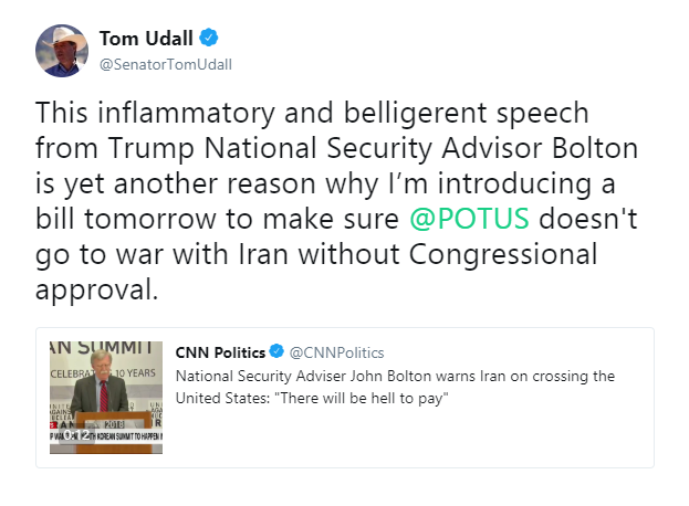 تقدیم لایحه «ممنوعیت حمله نظامی ترامپ به ایران» بدون تصویب کنگره به مجلس سنا