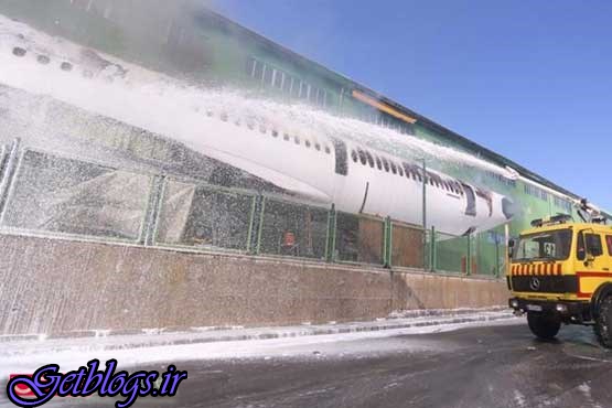 عکس + آتش‌ سوزی یک هواپیما در فرودگاه امام (ره)