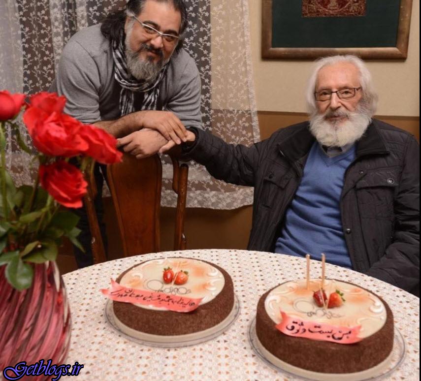 تصویر ، کیک تولد ۸۳ سالگی جمشید مشایخی